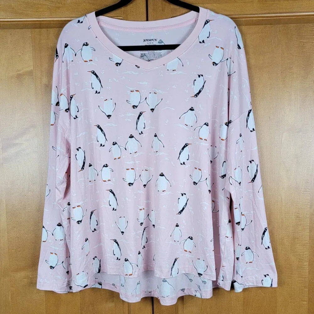 Joyspun Women's Pink Penguin Print Pajama Top - XL - Picture 4 of 8